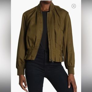 NEW Frame Denim “Pintuck Linen Blend Bomber Jacket” size small